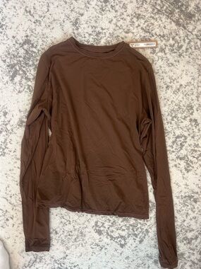 SKIMS Chocolate Brown Fit Everybody Long Sleeve Top